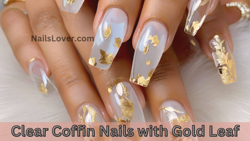 Clear Coffin Nails with Gold Leaf