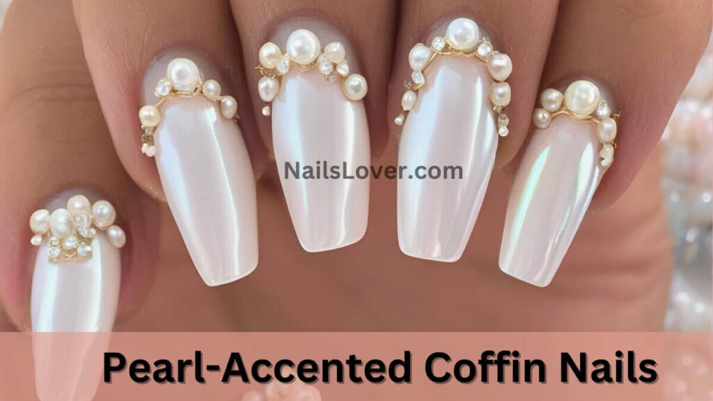 Pearl-Accented Coffin Nails