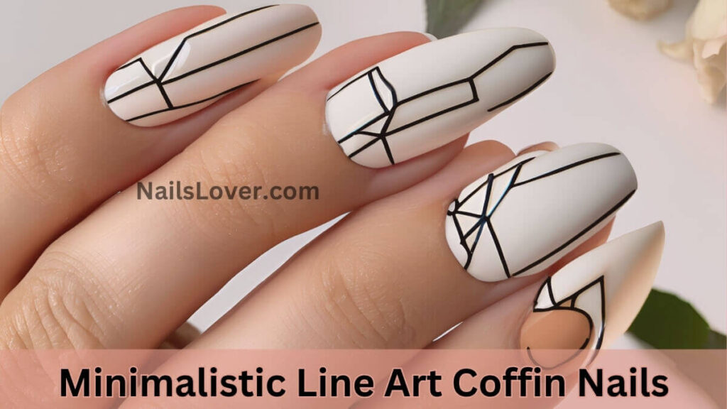 Minimalistic Line Art Coffin Nails