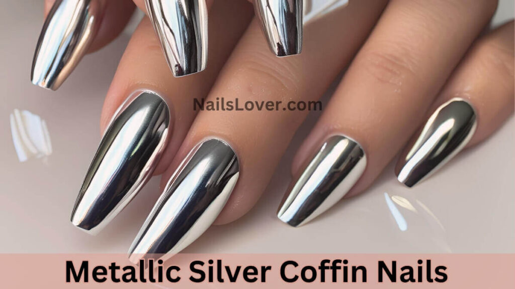 Metallic Silver Coffin Nails