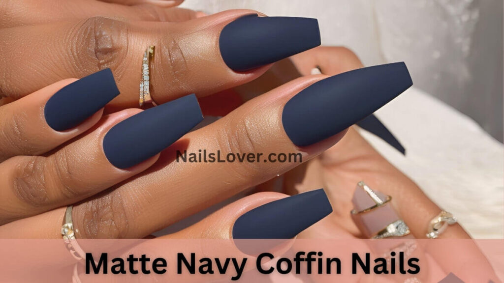 Matte Navy Coffin Nails