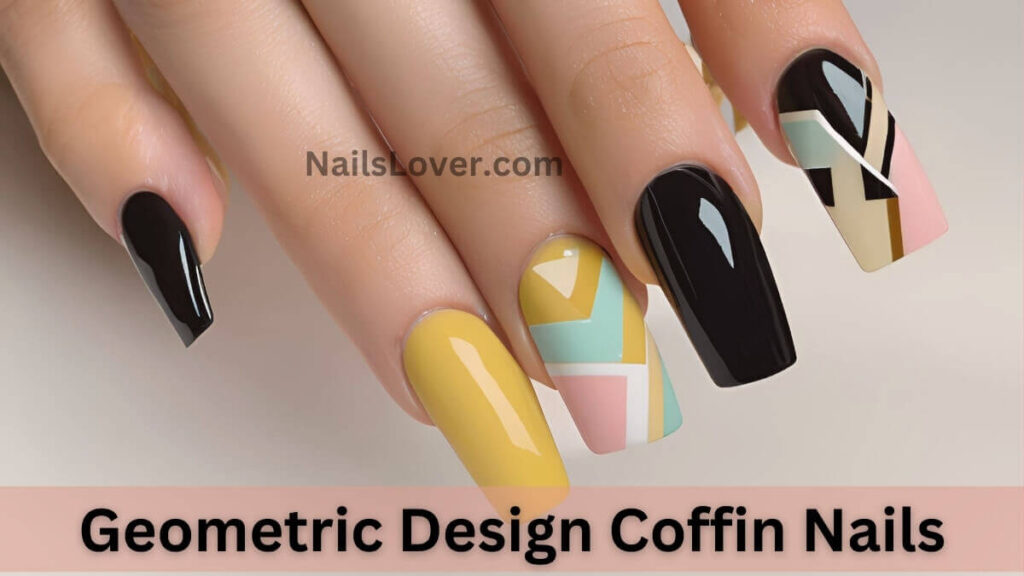 Geometric Design Coffin Nails