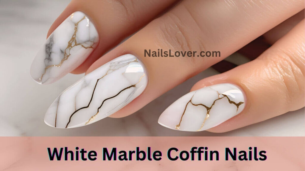 White Marble Coffin Nails