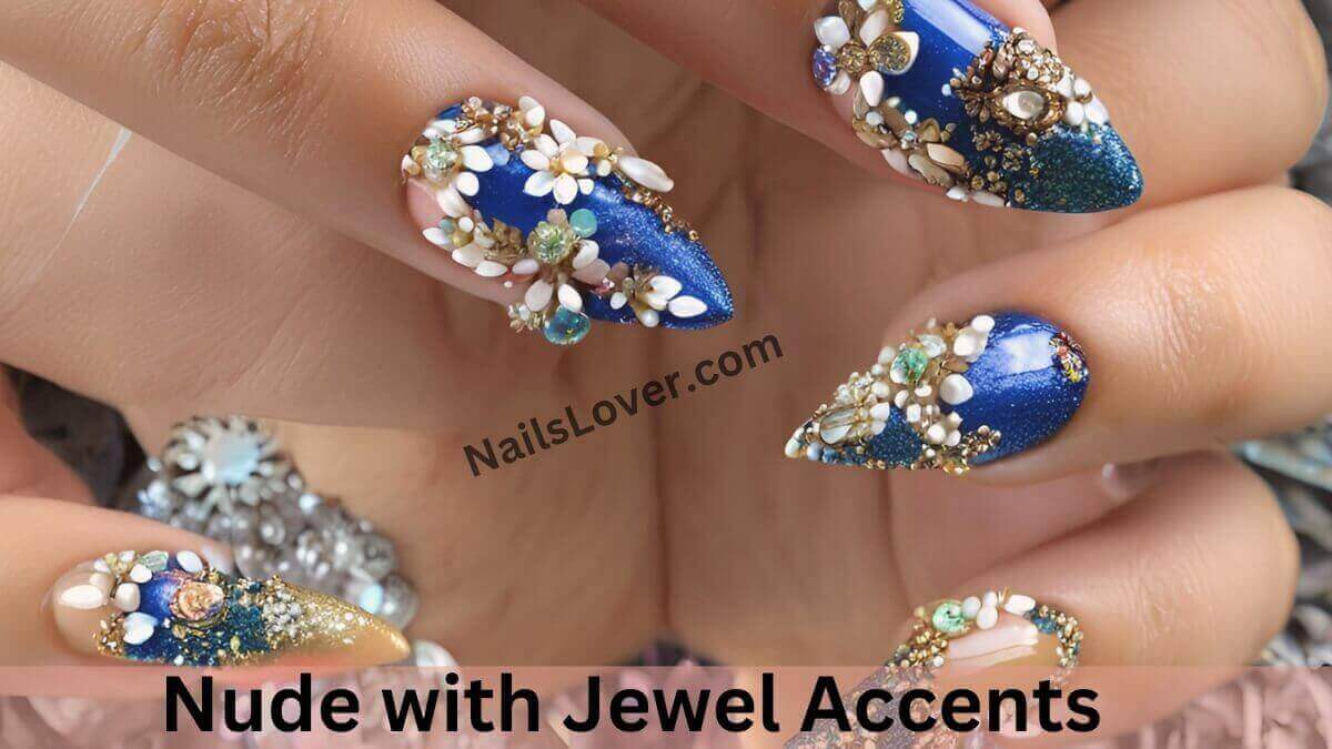 Nude Nails with Jewel Accents