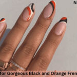 black and orange french tip nails