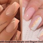 nude nails with gold lines