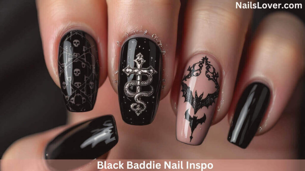 black baddie nail inspo