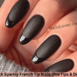 black sparkly french tip nails