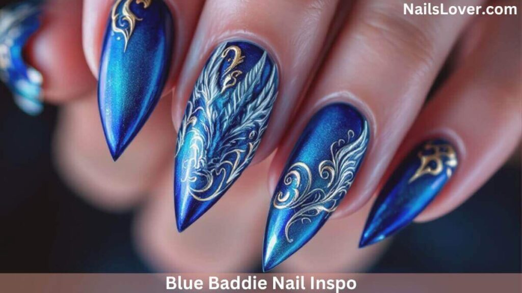 blue baddie nail inspo