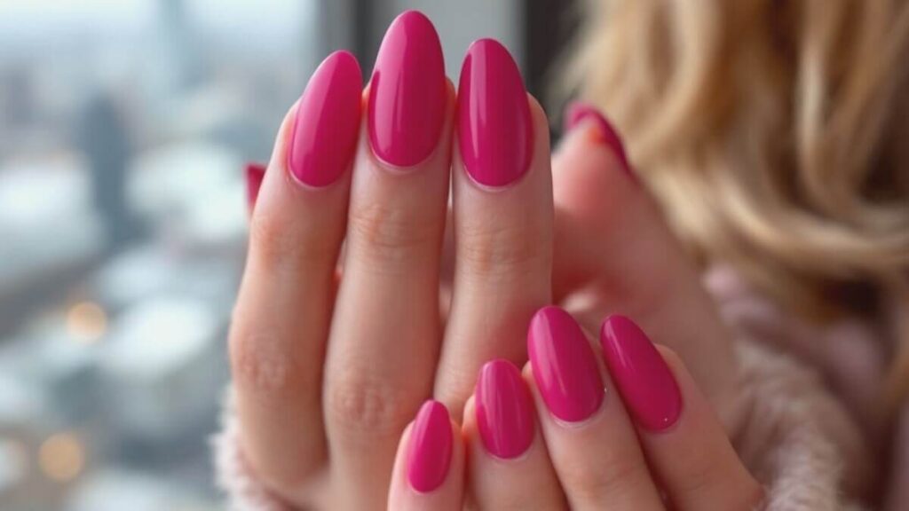 dark pink acrylic nails