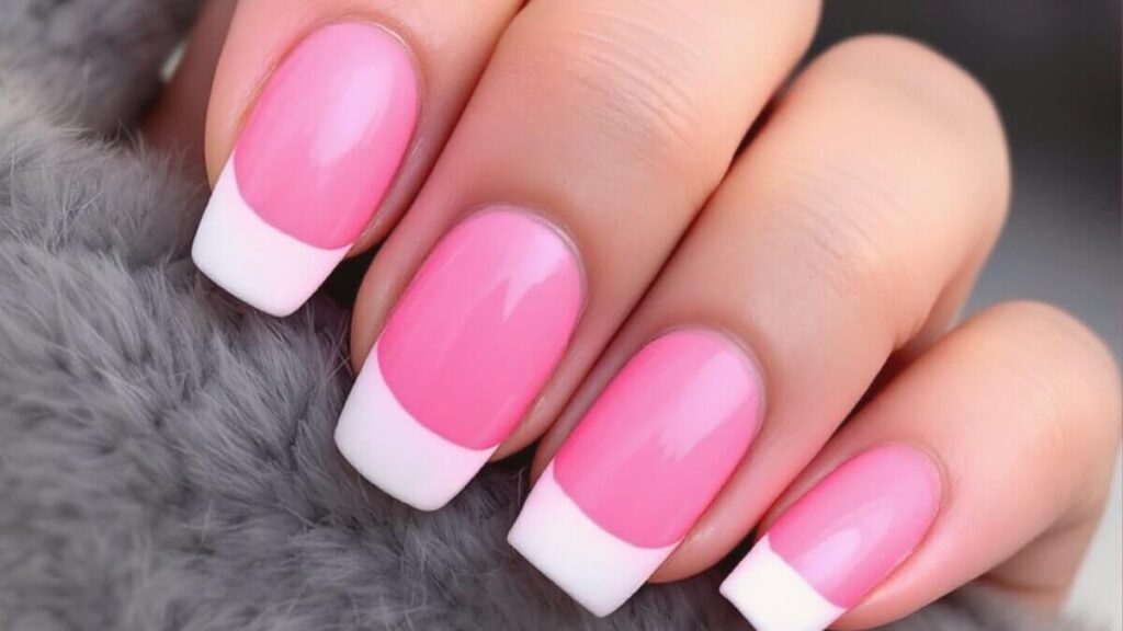 pink acrylic nails french tips