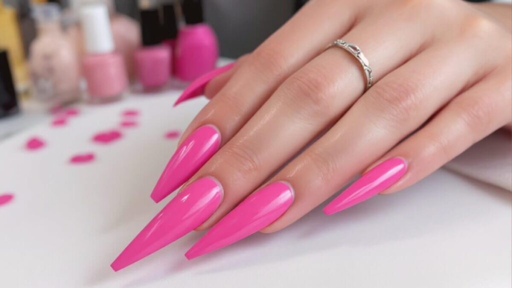 pink stiletto nails