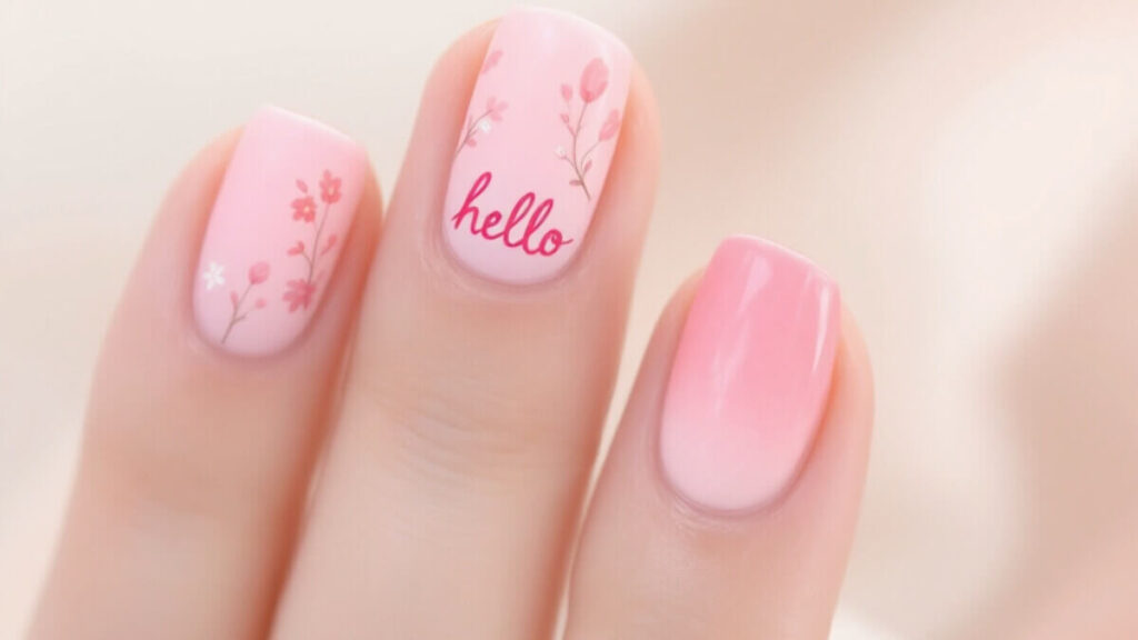 simple pink acrylic nail designs