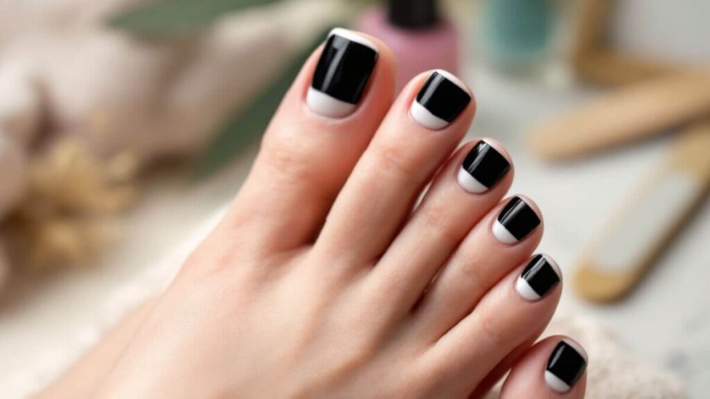 Best Nail Shapes for a Black French Tip Pedicure