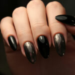 black almond shape nail designs