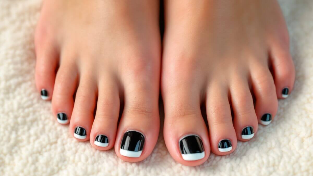 black french tip pedicure