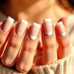 classy short square french tip nails