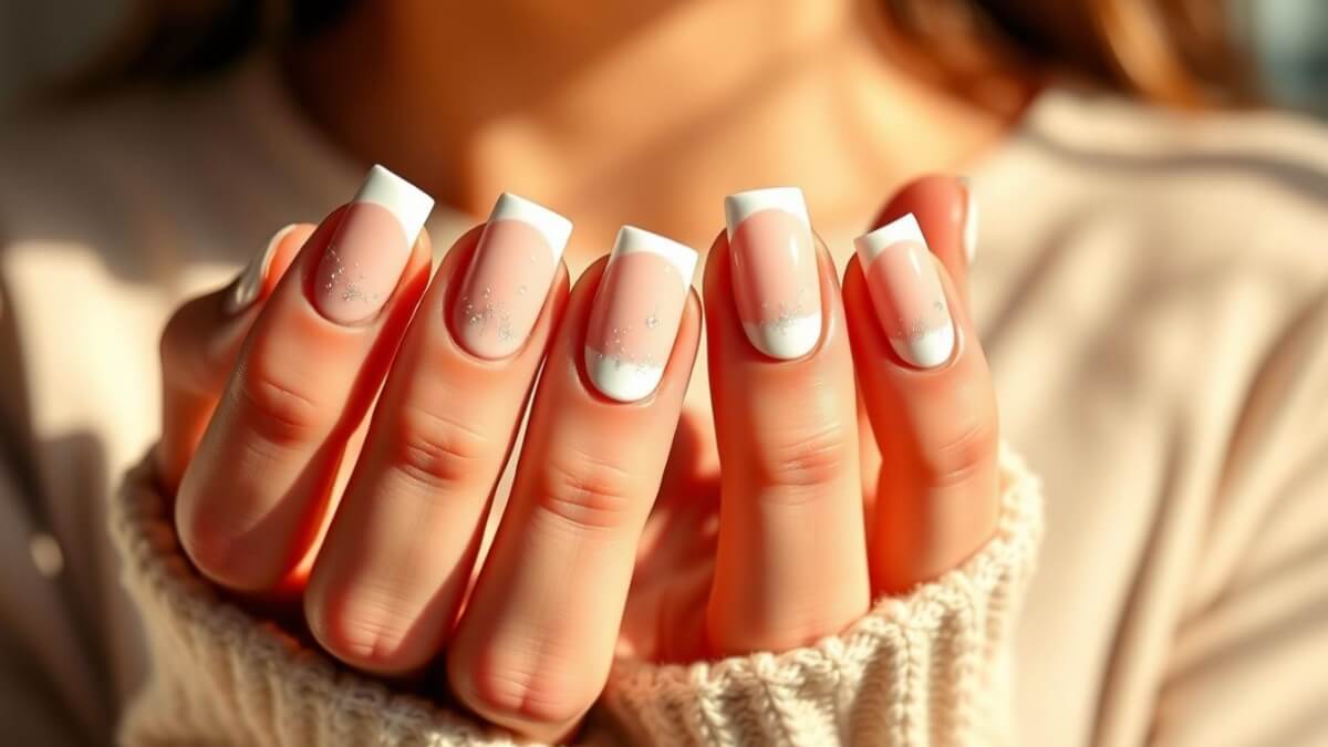 classy short square french tip nails