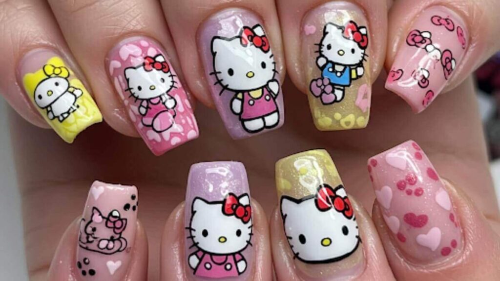hello kitty nail designs